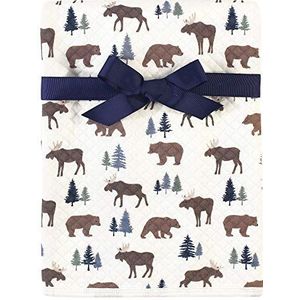 Hudson Baby Unisex Baby Quilted Multi-Purpose Swaddle, Receiving, Stroller Blanket, Moose Bear 1-Pack, One Size