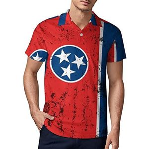 Retro Tennessee State Flag Heren Golf Polo-Shirt Zomer Korte Mouw T-Shirt Casual Sneldrogende Tees XL