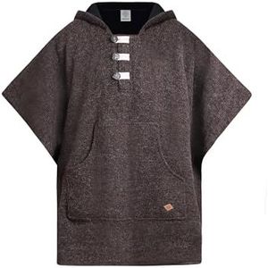 virblatt - Poncho voor heren, wol en polarfleece, warme winterponcho met fleece en capuchon, Arriba Wool bruin