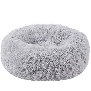 Winter Round Dog Bedden for Honden Kat Warm Slaaplanterfanter Mat Puppy Kennel Lange Pluche Huisdier Bed (Color : Gray, Size : 100cm)