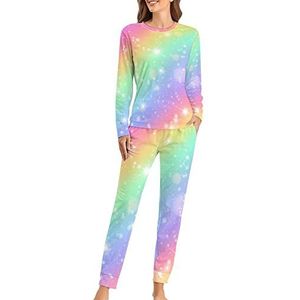 Glitters Rainbow Sky Fashion 2 STKS Womens Pyjama Sets Lange Mouw Nachtkleding Nachtkleding Loungewear Stijl