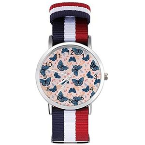 Blauwe Vlinder Automatisch Horloge Voor Mannen Vrouwen Mode Quartz Horloge Armband Polshorloge voor Thuiskantoor