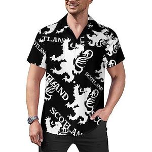 Lion Rampant Schotland Schotse heren casual button-down shirts korte mouw Cubaanse kraag T-shirts tops Hawaiiaans T-shirt XL