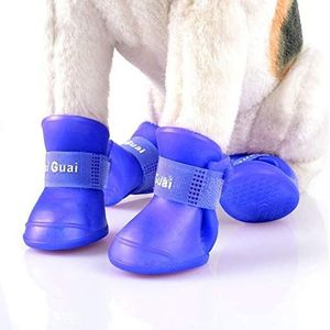 PetSupplies Hondenspecifiek Duurzaam Fashion Mooi Hondhuisdier Schoenen Puppy Candy Kleur Rubber Laarzen Waterdicht Rain Schoenen, S, Grootte: 4,3 x 3,3 cm Veilig en comfortabel (Color : Blue)