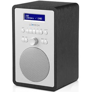 LEMEGA CR2+ DAB/DAB+ Digitale Radio, FM-Radio, Netvoeding, Dubbele Alarmklok, KitchenSleep Snooze-Timer, 20 Voorkeurzenders, Koptelefoonuitgang, Houteffect - Zwart Eiken Afwerking