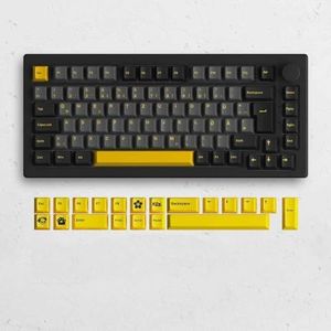 75% ISO-de mechanisch gamingtoetsenbord, QWERTZ-lay-out, hot swap, multi-mode-connectiviteit, 2,4 GHz, USB Type-C, Bluetooth 5.0, compatibel (ISO-DE zwart goud)