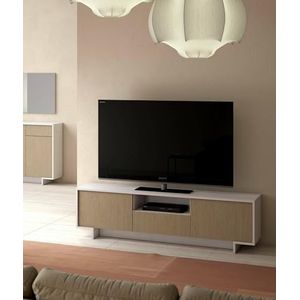 Dmora Andromeda, tv-standaard voor woonkamer, lowboard met 2 deuren en 1 lade, 100% Made in Italy, 170 x 42 x 48 cm, wit en beige