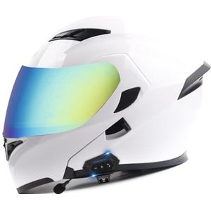 Omkeerbare Motorhelm Met Snelsluiting Volledige Motorhelm Bluetooth-Helm Met Anticondens Ingebouwd Dubbel Vizier DOT/ECE-Goedgekeurd Voor Racen 2,XXXL(65-66CM)
