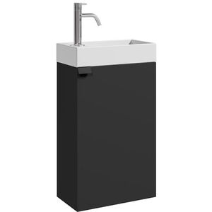 Badplaats Toiletmeubel Apollo 40 x 22 cm - Mat Zwart - Fonteinmeubel met Wastafel