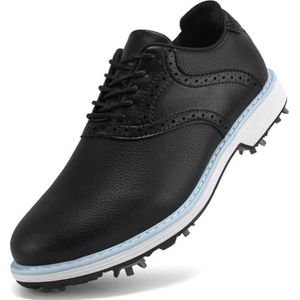 SDEQA Waterdichte golfschoenen voor dames met 9 spikes, leren golfsneakers voor golfers, maat plus,E,36 EU