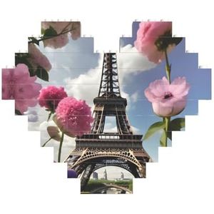 Bloem Parijs Eiffeltorens Legpuzzel - Hartvormige bouwstenen Puzzel-Leuk En Stressverlichtend puzzelspel