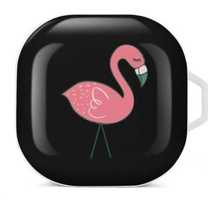 Roze flamingo oortelefoon hoesje compatibel met Galaxy Buds/Buds Pro schokbestendig hoofdtelefoon hoesje wit stijl