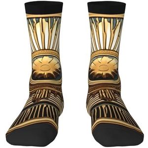 Sun Old Egyptian Timeless Grace Comfortabele halfhoge sokken voor mannen en vrouwen - modieuze volwassen sokken, verhoog je stijl., Zon Oude Egyptische tijdloze genade, Eén Maat