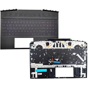 WANGHUIH Upper Palmrest KB Case US Backlit Toetsenbord Compatibel met HP Pavilion 15-DK 15T-DK Serie Laptop Paars Letters