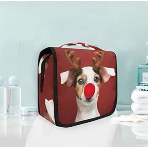 Hangende opvouwbare toilettas Kerstmis Rode eland clown make-up reisorganizer tassen tas voor vrouwen meisjes badkamer