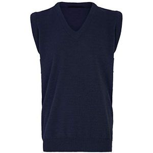 MA ONLINE Mens klassieke V-hals mouwloos gebreide Slipover tank top volwassenen cricket trui klein/5X-Large, marineblauw, XL
