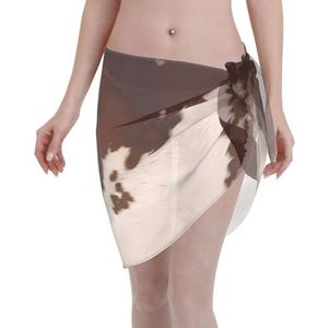 Amrole Vrouwen Korte Sarongs Strand Wrap Badpak Coverups voor Vrouwen Rood Bruin Koeienhuid, Zwart, one size