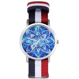 Blauw Mandala Automatisch Horloge Voor Mannen Vrouwen Mode Quartz Horloge Armband Polshorloge voor Thuiskantoor