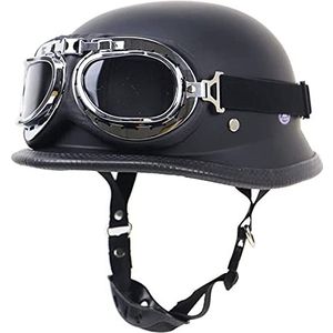 Motor Open Helm-ECE Goedgekeurde Zomer Handgemaakte Vintage Persoonlijkheid Motorhelm + Zonnebril, Duitse Stijl Halve Helm Motorkruiser Scooter Koele Helm A,XXL