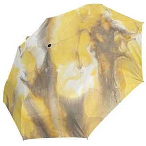 Inkt Artistiek Abstract Marmer Automatische Opvouwbare Paraplu UV-bescherming Auto Open Sluiten Vouwen Winddicht Zonneblokkering voor Reizen Strand Vrouwen