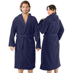 HOMELEVEL Badstof Badjas 100% Katoen Dames Heren Donkerblauw Maat XL