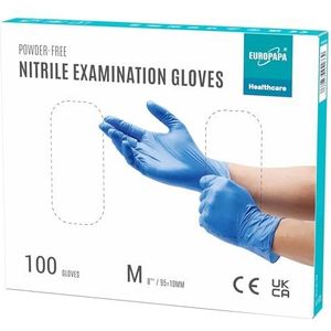 EUROPAPA® 100 x nitrilhandschoenen, wegwerphandschoenen, onderzoekshandschoenen, nitril handschoenen, poedervrij, zonder latex, niet-steriel, latexvrij, wegwerphandschoenen (M, Oceaanblauw)