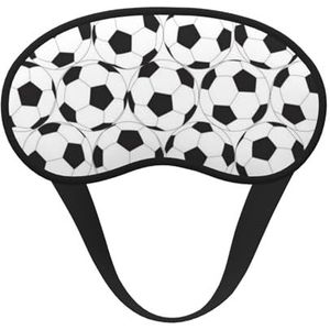 FZGGWYHL Zwart-wit Voetbal Patroon Gedrukt Verduisterend Slaap Masker Aid Oogmasker Reizen Slaap Oogmasker