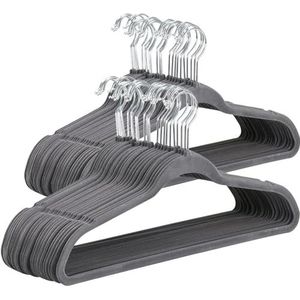 Yaheetech Kleerhangers met antislip oppervlak, 100 stuks, antislip, ruimtebesparend, 360 graden draaibare haak, 0,5 cm dik, grijs