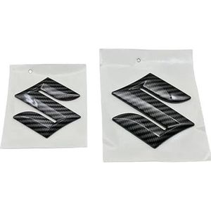 Auto Logo Embleem Sticker voor Suzuki Swift 2010-2017, Hood Trunk Achterklep Embleem Logo Radiatorgrill Sticker Zelfklevende Decoratieve Tuning Vervanging Accessoires,Carbon Fibre Black-A+B