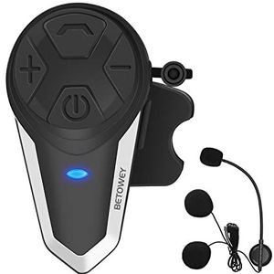 Intercom Motorhelm, BETOWEY BT-S3 Motorfiets Bluetooth Communicatiesysteem Headset met FM-radio voor Motorfiets/ATV/Crossmotor (met Boommicrofoon, 1 set)