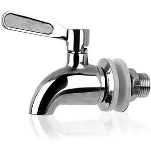 QINGHEC Universele drankdispenser kraan, 304 roestvrij staal, drankdispenser, kraan, drankdispenser, tapkraan, vervanging voor warm koud water, bier, wijn, sapfles, emmer, zilver, 16 mm