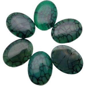 Natuursteen cabochon Natuursteen Groene agaten Kralen Voor Sieraden Maken Ovale cabochon 30x40MM 6Pcs Geen Hloe Ring Accessoires, Eén maat