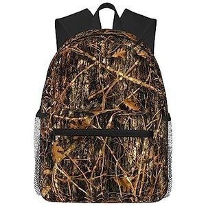 NOKOER Herfst Camoflauge Gedrukt Lichtgewicht Casual Rugzak,Laptop Rugzak Waterdichte Canvas Tas,Camping Rugzak Reizen Dagrugzak, Zwart, One Size