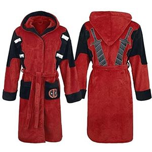 MERYAL Heren kamerjassen Deadpool Badjas Volwassen Unisex Winter Warm Flanel Hooded Pyjama Cosplay Kostuum Nachtkleding Gewaad OneSize Rood