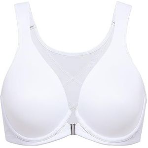 DELIMIRA dames bh met voorsluiting grote maten postuurcorrectie naadloze bh's met beugel Tshirt diep decolleté wit 100B