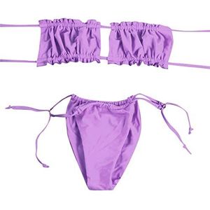 GHXCJ Vrouwen Strapless Bandeau Bikini Set Badpak Thong Braziliaanse String Sexy Thongs Bandeau Cheeky Micro Bikini's