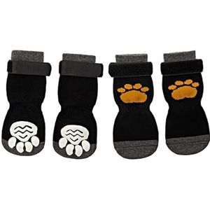 Hondensokken, hondenschoenen, antislip hondensokken, 4 stuks huisdierpootbeschermer voor puppy, kleine, middelgrote en grote honden, sokken met verstelbare bandjes, schoenen voor huisdieren, sokken