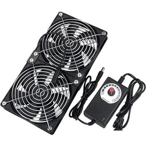 Server-PC-koelventilator 120 mm 3000 RPM met controller, 12 V/220 V dubbele spanning for BTC-miningwerkstationbehuizingradiator,Duurzaamheid(2 Fan)