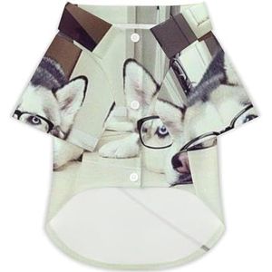 Leuke Hond Husky Grappige Hond Shirt Button Down Hawaii Shirt Grappige Doek Huisdier Ademend T-shirts Gift voor Kleine Honden En Katten