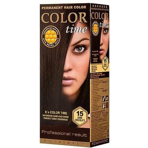 Color Time Permanente Haarkleur Gel | Verrijkt met Royal Jelly en Vitamine C | Permanente Haarkleuring | Kleur 15 Donkere Chocolade | 100 ML
