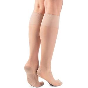 LORES Pop Socks Steunkousen voor dames, ademend, met massagezool, drukloos, 20 denier, één paar, Poeder, Eén maat