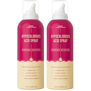 BASE LABORATORIES Hypochlorous Acid Spray | huidgenezing bij wonden | spuitoplossing voor wondverzorging, eczeem, tattoo- en piercing-nazorg | wondspoeling met zoutoplossing hypochlorououszuur | 480