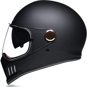Vintage Full Face Motorhelmen voor Volwassenen Mannen Vrouwen DOT/ECE Goedgekeurd Dubbel Vizier voor Motorfiets Bromfiets ATV Scooter Klassieke Stijl Motorhelm A,XL59-60CM
