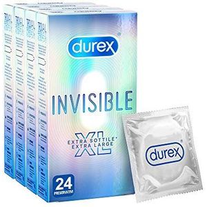 Durex Onzichtbare ultradunne condooms (0,05 mm) met hoge gevoeligheid XL, extra arge, 24 profylactisch