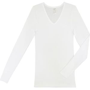 HERMKO 13680 Onderhemd met lange mouwen voor dames met V-hals, wit, L