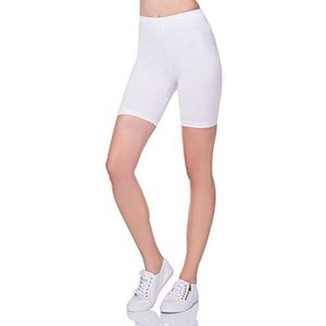 SOFTSAIL Dames 1/2 Leggings Cycle Shorts Overknee Korte Leggings Super Stretch Katoen Leggings Sport Casual, Wit, 38