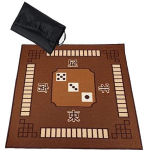 Mahjongg Mat Vierkante Mahjong-tafelmat Met Draagtas, Antislip-ruisonderdrukking Speelkaartmat For Pokerkaartspellen Bordspellen Tegel Mahjong-spellen (Color : Brown, Size : 39.4x39.4inch)