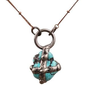 Women Antique Pendant Vintage Necklace Reiki Chakra Quartz Crystal Stone Bronze Chain Necklace Yoga Meditation Jewelry (Color : Turquoise-01)