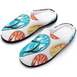 Kleurrijke Flip Flops Hibiscus Bloemen Katoenen Slippers Voor Vrouwen Warme Anti-Slip Rubber Zool Huis Schoenen Voor Indoor Hotel 9-10 (40-41)