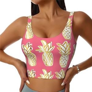 Ananas Print Casual Wear Vrouwen Sport Vest Yoga Vest Workout Vest Voor Vrouwen Lichtgewicht Trendy, Zwart, S
